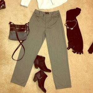 Herringbone blk/cream straight leg pants wms 8M